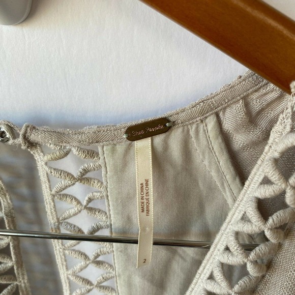 Free People Dress Women's 2 Think I Love You Crochet Macrame Sand Boho - Picture 7 of 11